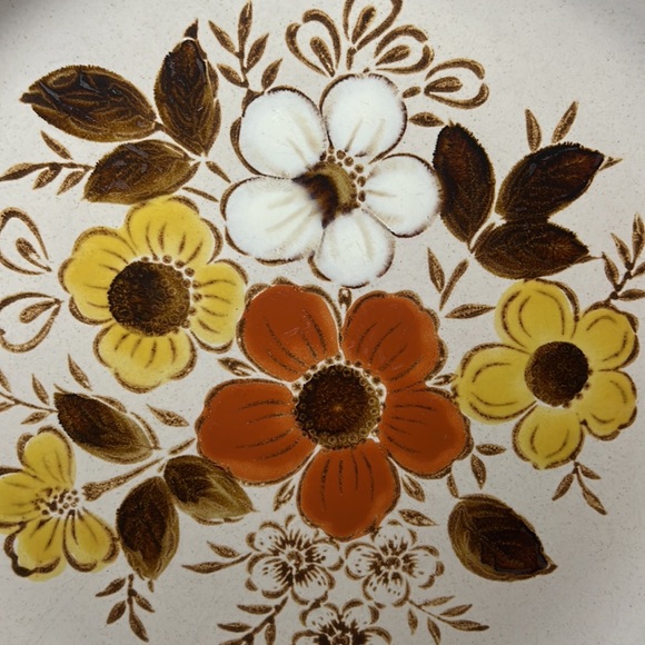 Vintage 70’s Stoneware Excel Linda floral  serving platter - Picture 2 of 5